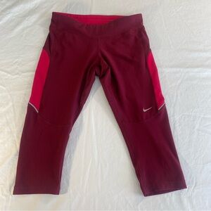Nike Maroon and Hot Pink Leggings XS